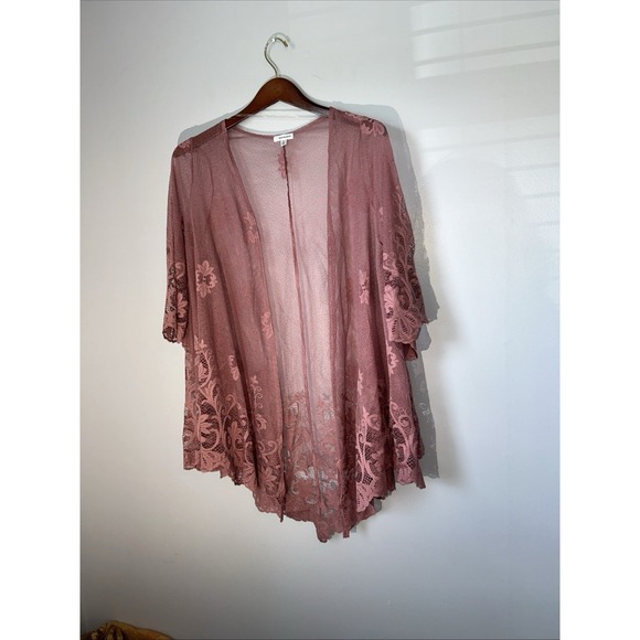 Asymmetrical Mauve Lace Cardigan Fairy Whimsigoth Boho Cottagecore Size Medium - Picture 2 of 8